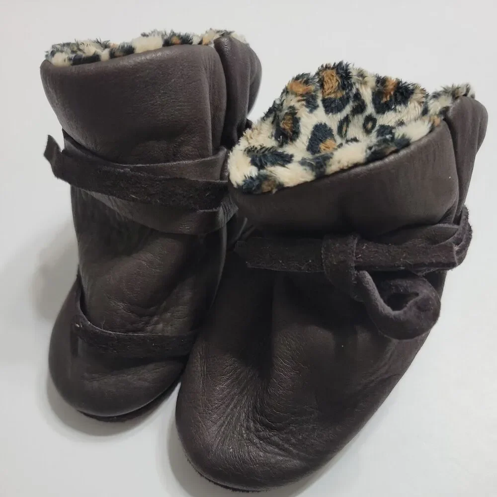 Greier NB Baby Girls Size 1 Winter Boots Brow Pull On Shearling Lined Warm Shoes